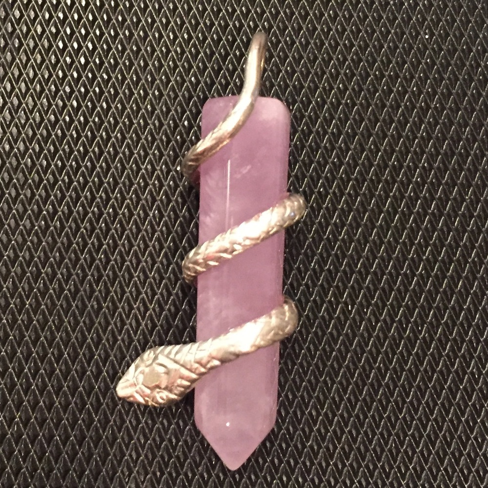 Amethyst Crystal wrapped in Sterling Silver Snake